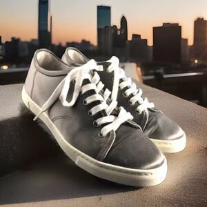 Rare Mint Condition Lanvin Pewter Grey Satin Sneakers 37.5 EUR 7.5 US Novelty